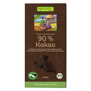 Edelbitter-Schokolade 90% mit Kokosblütenzucker