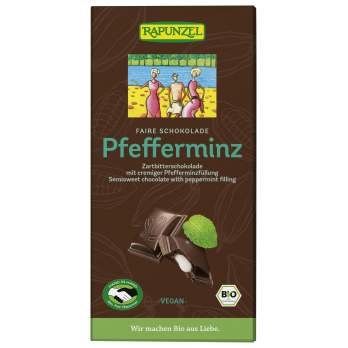 Zartbitterschokolade mit Pfefferminzfüllung